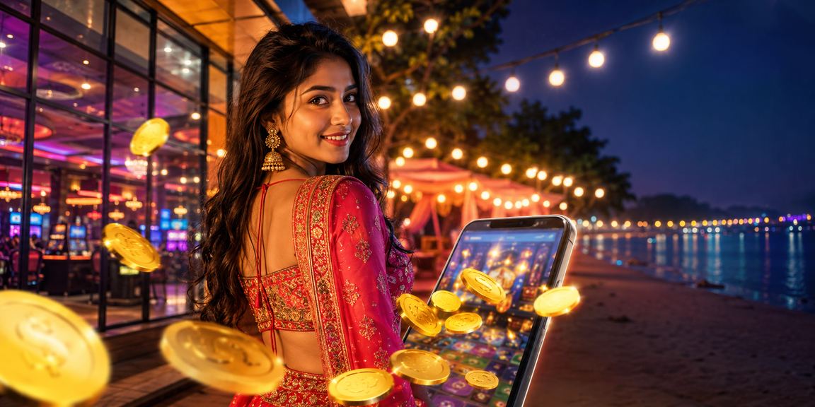 A user enjoying the jaya88 casino app at Comilla Beach